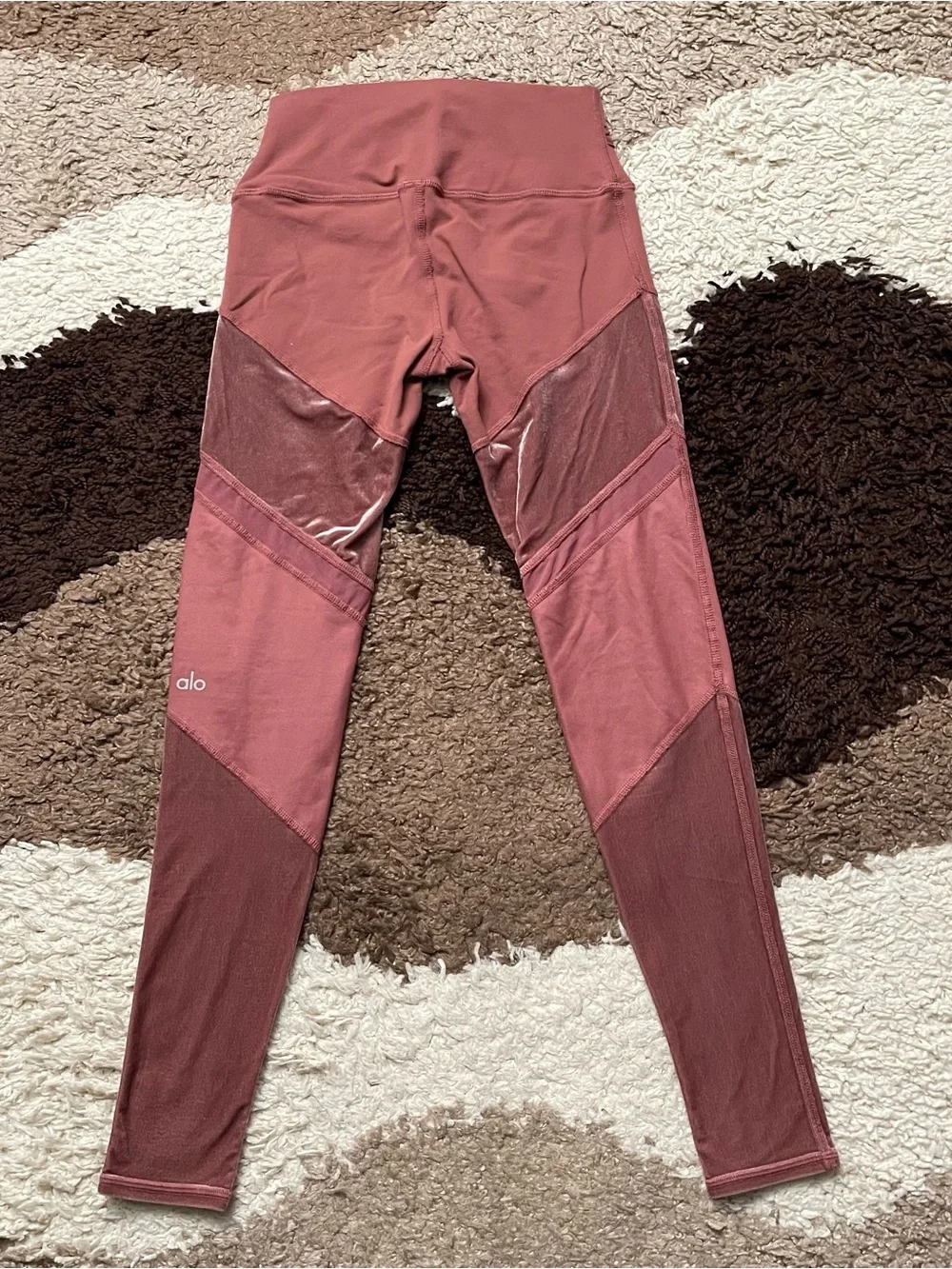 Alo Yoga Womens High Waist Luxe Sheila Legging Sz S In Rosewood Velvet Pink